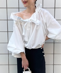 PICCIN | ビッグカラーグログランリボンブラウス(シャツ/ブラウス)