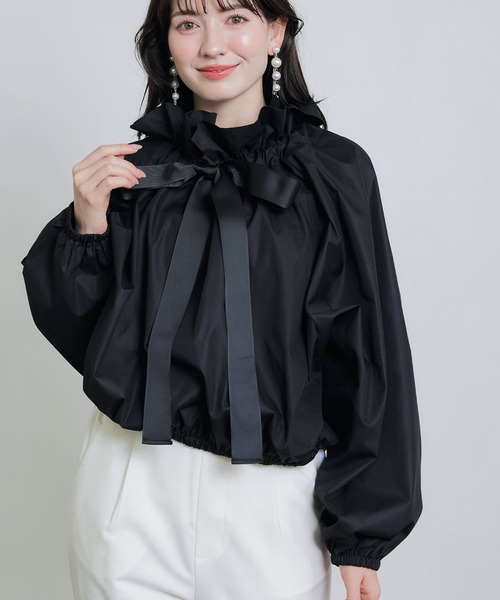 ◆美品 希少◆ OHGA RUBAN リボン ブラウス 黒 ブラック ◇美品 希少◇ OHGA RUBAN リボン ブラウス 黒 ブラック ビッグカラー