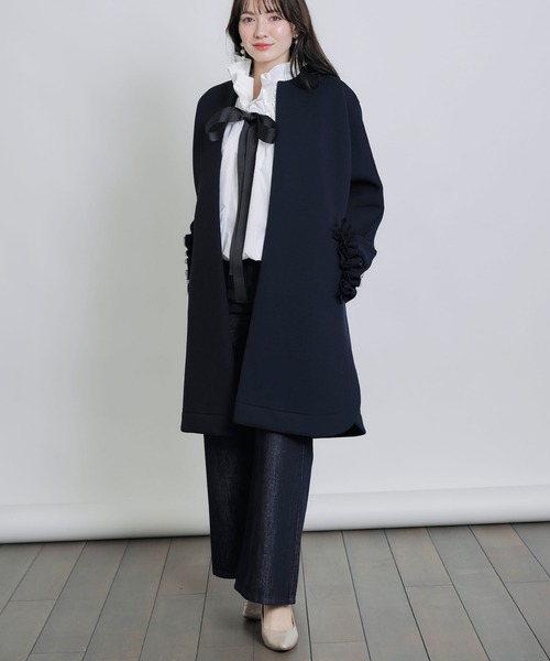 PICCIN（ピッチン）の「ビッグカラーグログランリボンブラウス（シャツ/ブラウス・レディース・ブラック/オフホワイト/ホワイト系その他/カーキ/サックスブルー/ベージュ・M）」の21枚目の写真