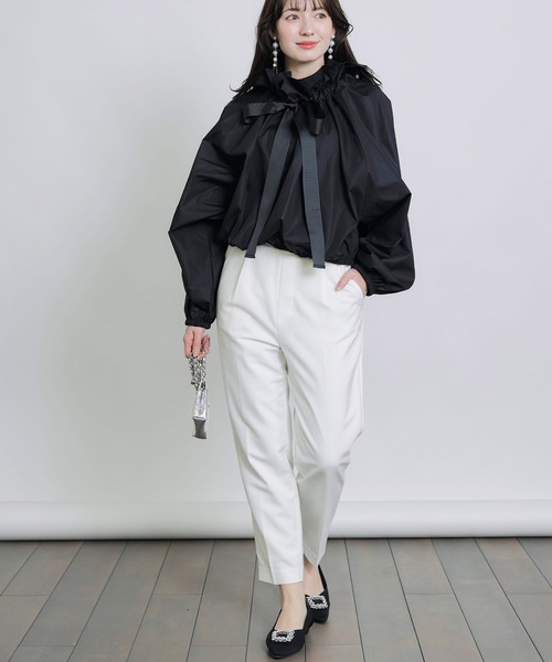 美品 PICCIN ピッチン ビッグカラーグログランリボンブラウス ビッグカラーグログランリボンブラウス（シャツ/ブラウス）｜PICCIN