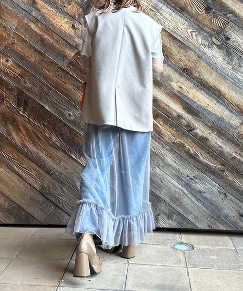 mi via loca(ミヴィアロカ)の「【2WAY】シアーチュールレイヤードワンピース(ワンピース・レディース・ブラック/ブルーグリーン/ライトグレー/ピンク/ライム・FREE)」の18枚目の写真