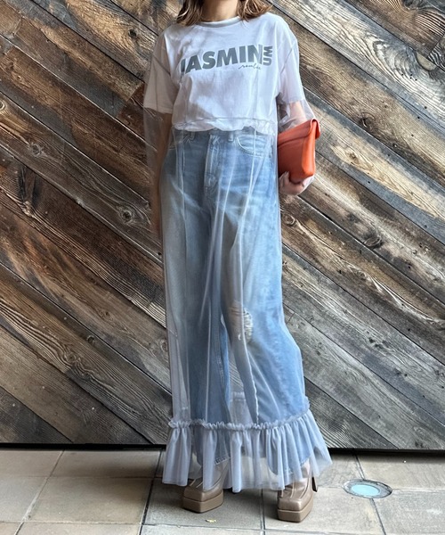 mi via loca(ミヴィアロカ)の「【2WAY】シアーチュールレイヤードワンピース(ワンピース・レディース・ブラック/ブルーグリーン/ライトグレー/ピンク/ライム・FREE)」の13枚目の写真