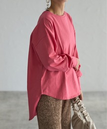裾ラウンドカットロングTシャツ