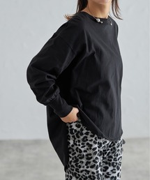 裾ラウンドカットロングTシャツ