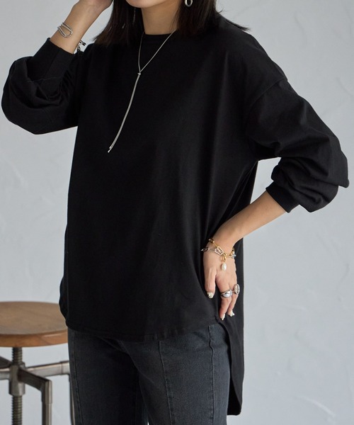 each（イーチ）の「裾ラウンドカットロングTシャツ（Tシャツ/カットソー・レディース・ホワイト/オレンジ/ブルー/レッド/ブラック/ピンク・FREE）」の22枚目の写真