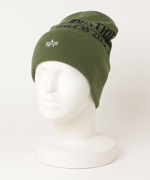 Alpha Industries（アルファインダストリーズ）の「ジャガードビーニー（ニットキャップ/ビーニー・メンズ・ブラック/ネイビー/グリーン・FREE）」の6枚目の写真