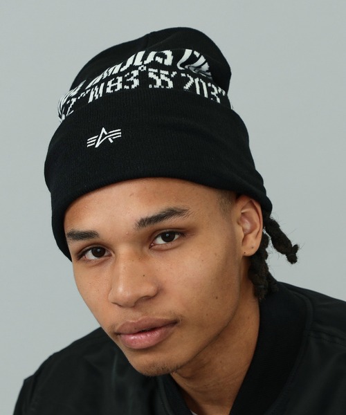 Alpha Industries（アルファインダストリーズ）の「ジャガードビーニー（ニットキャップ/ビーニー・メンズ・ブラック/ネイビー/グリーン・FREE）」の9枚目の写真