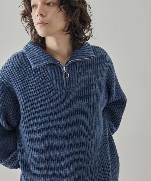 JUNRED（ジュンレッド）の「ハーフジップビッグニット（ニット/セーター・メンズ・ライトグレー/オレンジ/ブルー/ブラック・L/M/S）」の20枚目の写真