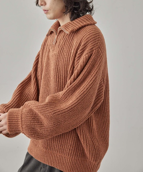 JUNRED（ジュンレッド）の「ハーフジップビッグニット（ニット/セーター・メンズ・ライトグレー/オレンジ/ブルー/ブラック・L/M/S）」の17枚目の写真