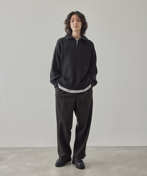 JUNRED（ジュンレッド）の「ハーフジップビッグニット（ニット/セーター・メンズ・ライトグレー/オレンジ/ブルー/ブラック・L/M/S）」の16枚目の写真