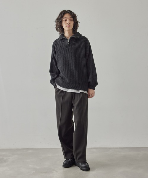 JUNRED（ジュンレッド）の「ハーフジップビッグニット（ニット/セーター・メンズ・ライトグレー/オレンジ/ブルー/ブラック・L/M/S）」の15枚目の写真