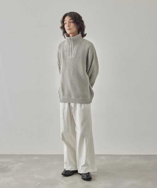 JUNRED（ジュンレッド）の「ハーフジップビッグニット（ニット/セーター・メンズ・ライトグレー/オレンジ/ブルー/ブラック・L/M/S）」の14枚目の写真