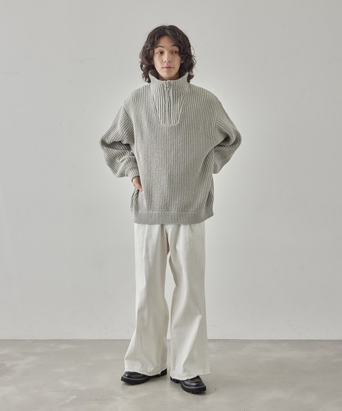 JUNRED（ジュンレッド）の「ハーフジップビッグニット（ニット/セーター・メンズ・ライトグレー/オレンジ/ブルー/ブラック・L/M/S）」の13枚目の写真