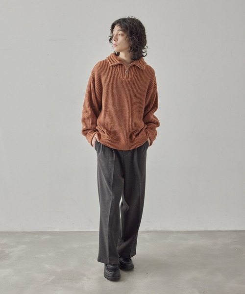 JUNRED（ジュンレッド）の「ハーフジップビッグニット（ニット/セーター・メンズ・ライトグレー/オレンジ/ブルー/ブラック・L/M/S）」の10枚目の写真