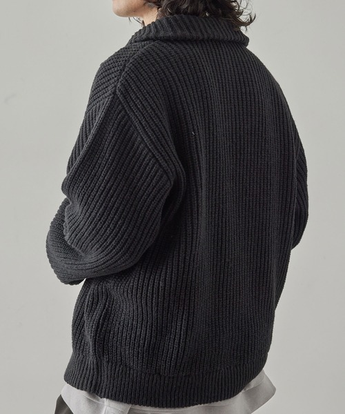 JUNRED（ジュンレッド）の「ハーフジップビッグニット（ニット/セーター・メンズ・ライトグレー/オレンジ/ブルー/ブラック・L/M/S）」の7枚目の写真