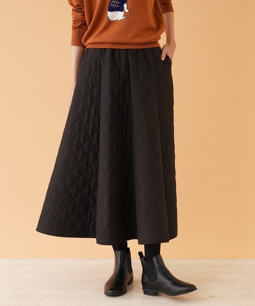 en recre（アンレクレ）の「キルティングフレアスカ－ト（スカート・レディース・モスグリーン/ブラック・2）」の19枚目の写真