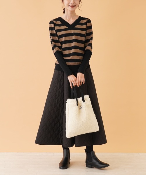 en recre（アンレクレ）の「キルティングフレアスカ－ト（スカート・レディース・モスグリーン/ブラック・2）」の20枚目の写真