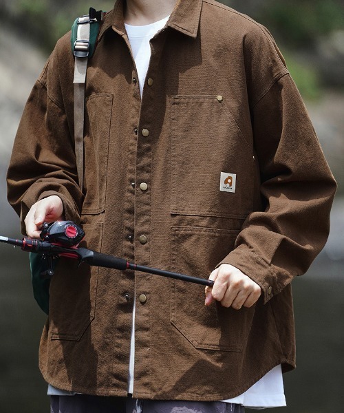 aimoha(アイモハ)の「aimoha outdoor ヴィンテージ風ポケットキャンバスジャケット(その他アウター・レディース・ブラック/ホワイト/チョコ・LARGE/X-LARGE/MEDIUM)」の3枚目の写真