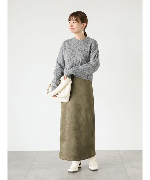 Lugnoncure（ルノンキュール）の「◎【選べる着丈】スエードタイトスカート（スカート・レディース・カーキ/ブラック/ブラウン・M/L）」の8枚目の写真