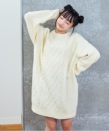 LOVETOXIC（ラブトキシック）の「【ＷＥＢ・一部店舗限定】【マシンウォッシャブル】ケーブルニットワンピ（ワンピース・キッズ）」