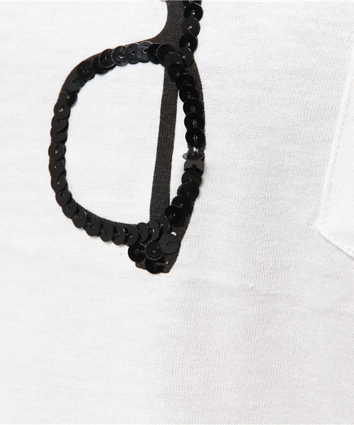 DISCOAT（ディスコート）の「【Discoat】スパンコールメガネT（Tシャツ/カットソー・レディース・オフホワイト/グレー/ネイビー/キャメル/カーキ・MEDIUM/LARGE）」の6枚目の写真