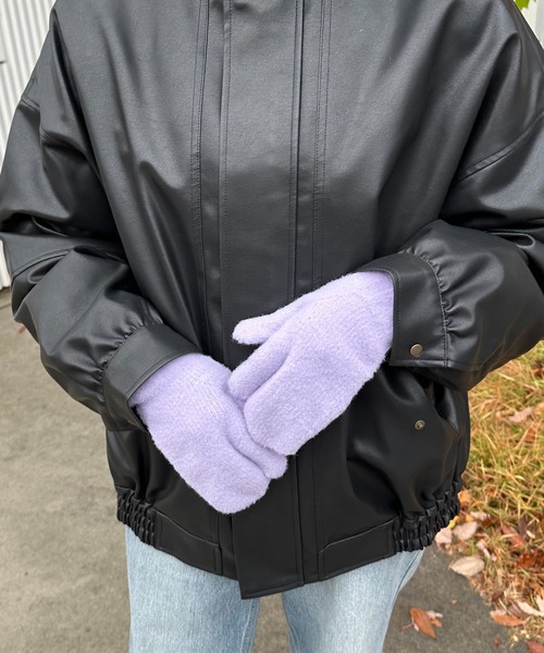 DISCOAT（ディスコート）の「スリット入り指ありミトン（手袋・レディース・パープル/グレー/ピンク/ブラウン/グリーン/ブラック・FREE）」の5枚目の写真