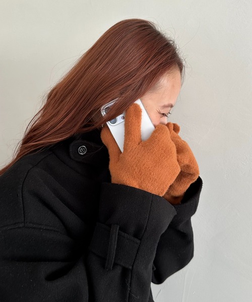 DISCOAT（ディスコート）の「スリット入り指ありミトン（手袋・レディース・パープル/グレー/ピンク/ブラウン/グリーン/ブラック・FREE）」の3枚目の写真