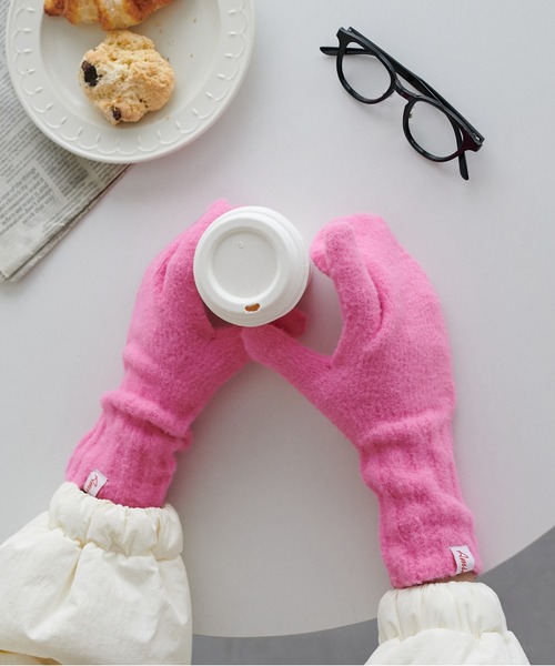 DISCOAT（ディスコート）の「スリット入り指ありミトン（手袋・レディース・パープル/グレー/ピンク/ブラウン/グリーン/ブラック・FREE）」の6枚目の写真