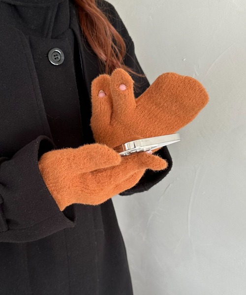 DISCOAT（ディスコート）の「スリット入り指ありミトン（手袋・レディース・パープル/グレー/ピンク/ブラウン/グリーン/ブラック・FREE）」の15枚目の写真