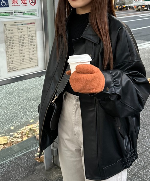 DISCOAT（ディスコート）の「スリット入り指ありミトン（手袋・レディース・パープル/グレー/ピンク/ブラウン/グリーン/ブラック・FREE）」の13枚目の写真