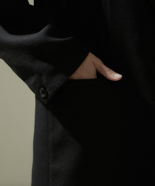 美品ほぼ未使用【salon adam et ropé】リネンライクロングコート SALON adam et rope' コート チェスターコート シャルムリバー