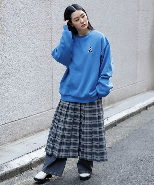 ALAND（エーランド）の「【UNISEX】ALAND／サガラAワッペンプルオーバー（裏起毛）2995798（スウェット・レディース・ライトグリーン/クリーム/ネイビー・LARGE/MEDIUM）」の9枚目の写真