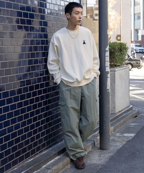 ALAND（エーランド）の「【UNISEX】ALAND／サガラAワッペンプルオーバー（裏起毛）2995798（スウェット・レディース・ライトグリーン/クリーム/ネイビー・LARGE/MEDIUM）」の13枚目の写真