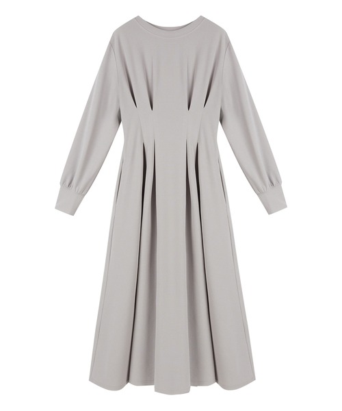 SAISON DE PAPILLON（セゾンドパピヨン）の「タックデザインミモレ丈カットソーワンピース（ワンピース・レディース・グレー/ベージュ/ネイビー/ブラック・S/M/L）」の5枚目の写真