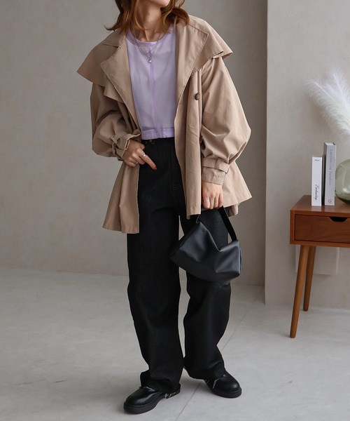 Social GIRL(ソーシャルガール)の「ショート丈チュールトップス(Tシャツ/カットソー・レディース・ブラック/アイボリー/パープル/ネイビー/グレー・M)」の19枚目の写真