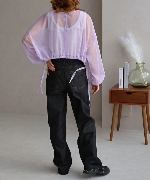 Social GIRL(ソーシャルガール)の「ショート丈チュールトップス(Tシャツ/カットソー・レディース・ブラック/アイボリー/パープル/ネイビー/グレー・M)」の20枚目の写真