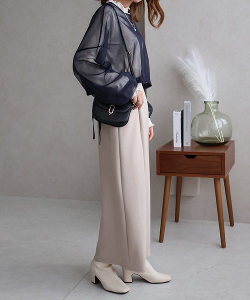 Social GIRL(ソーシャルガール)の「ショート丈チュールトップス(Tシャツ/カットソー・レディース・ブラック/アイボリー/パープル/ネイビー/グレー・M)」の12枚目の写真