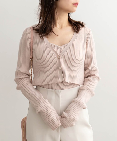 RANDA（ランダ）の「クロップド丈アンサンブルニット（カーディガン