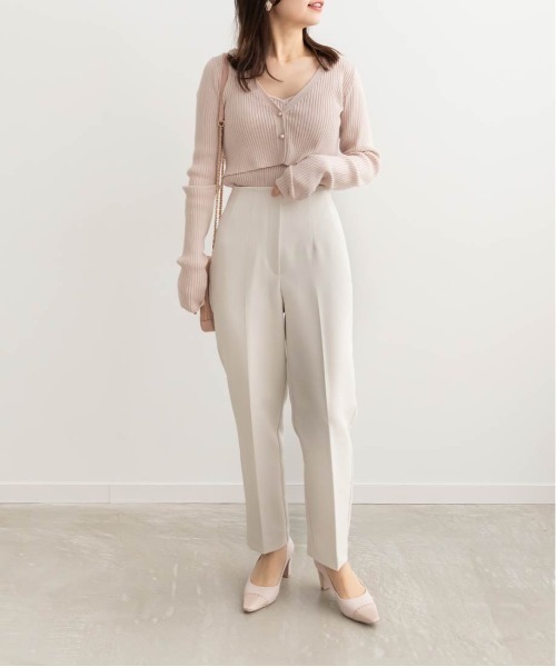 RANDA（ランダ）の「クロップド丈アンサンブルニット（カーディガン/ボレロ・レディース・グレー/ピンク/クリーム・FREE）」の4枚目の写真