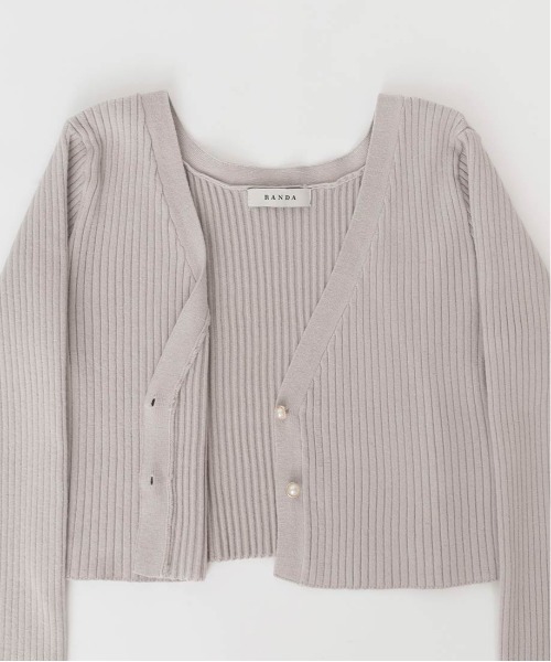 RANDA（ランダ）の「クロップド丈アンサンブルニット（カーディガン/ボレロ・レディース・グレー/ピンク/クリーム・FREE）」の19枚目の写真