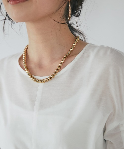 La boutique BonBon（ラブティックボンボン）の「メタルボールショートネックレス（ネックレス・レディース・シルバー/ゴールド・FREE）」の11枚目の写真