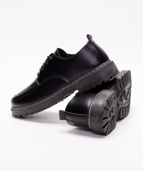 SVEC(シュベック)の「厚底 チャンキーソール Uチップ レースアップシューズ(モカシン/デッキシューズ・メンズ・ブラック・40/41/42/43/44/39)」の18枚目の写真