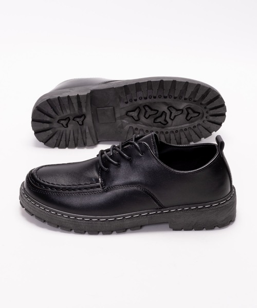 SVEC(シュベック)の「厚底 チャンキーソール Uチップ レースアップシューズ(モカシン/デッキシューズ・メンズ・ブラック・40/41/42/43/44/39)」の16枚目の写真