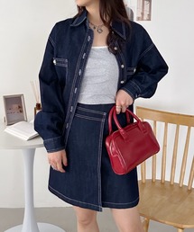 CLEA（クレア）の「デニムシャツ+スカートセットアップ（セットアップ・レディース）」