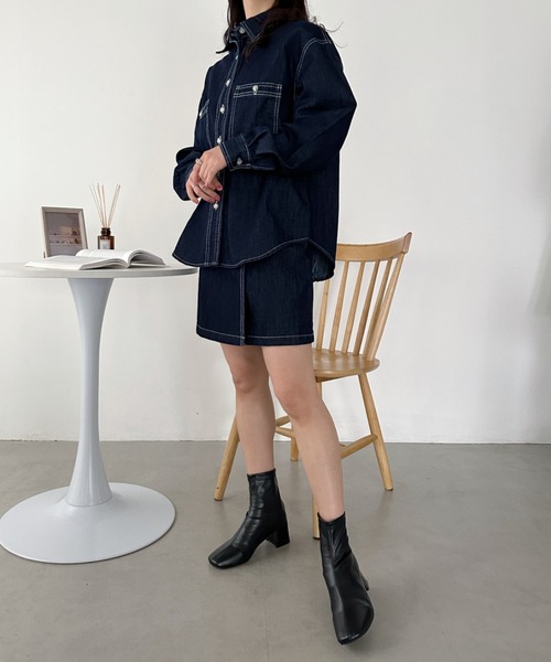 CLEA(クレア)の「デニムシャツ+スカートセットアップ(セットアップ・レディース・ブルー・M)」の20枚目の写真