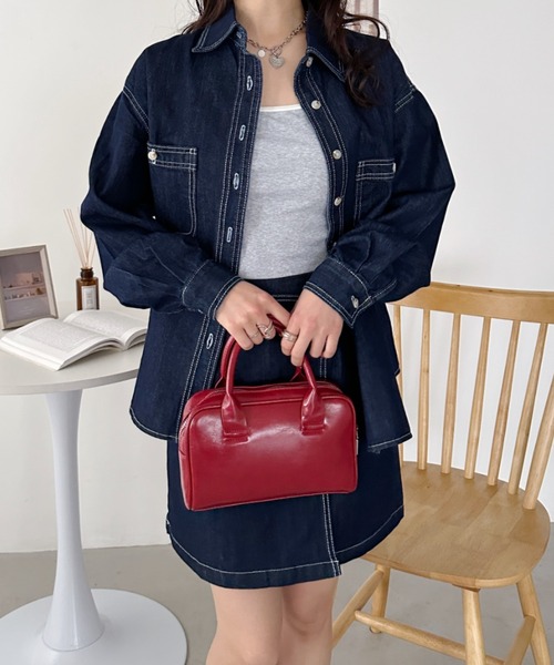 CLEA(クレア)の「デニムシャツ+スカートセットアップ(セットアップ・レディース・ブルー・M)」の7枚目の写真