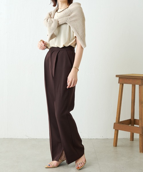 COLLAGE GALLARDAGALANTE（コラージュガリャルダガランテ）の「【OT】セミフレアスリットパンツ（スラックス・レディース・グレー/ダークブラウン・0/1）」の6枚目の写真