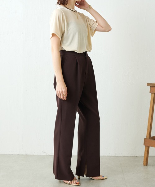 COLLAGE GALLARDAGALANTE（コラージュガリャルダガランテ）の「【OT】セミフレアスリットパンツ（スラックス・レディース・グレー/ダークブラウン・0/1）」の8枚目の写真