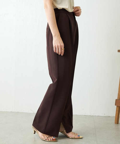 COLLAGE GALLARDAGALANTE（コラージュガリャルダガランテ）の「【OT】セミフレアスリットパンツ（スラックス・レディース・グレー/ダークブラウン・0/1）」の5枚目の写真