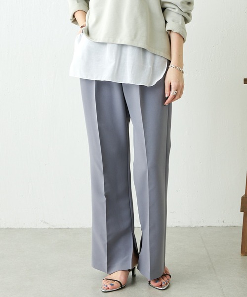 COLLAGE GALLARDAGALANTE（コラージュガリャルダガランテ）の「【OT】セミフレアスリットパンツ（スラックス・レディース・グレー/ダークブラウン・0/1）」の11枚目の写真